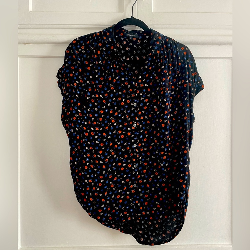 Madewell floral button down top short sleeve